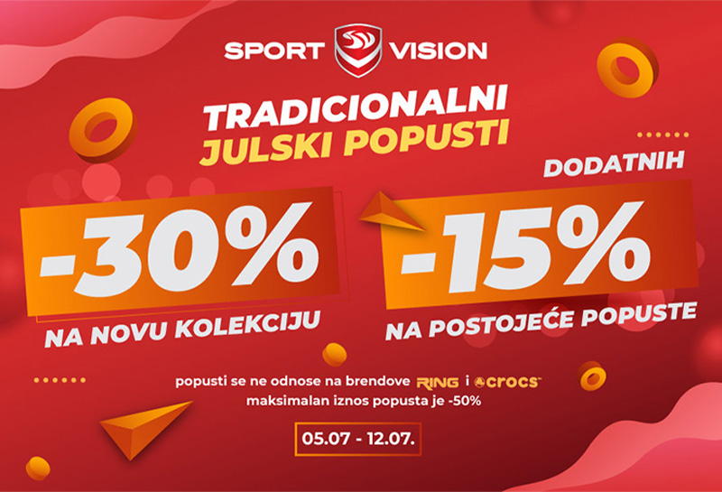 TRADICIONALNI JULSKI POPUSTI POČINJU U SPORT VISION RADNJAMA